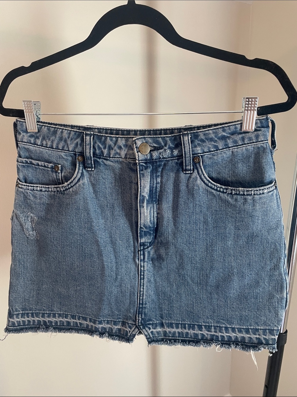 Free People Light Blue Denim Mini Skirt